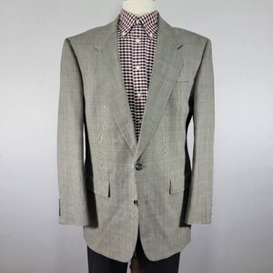 Hart Schaffner Marx‎ Men's Sport Coat Two Button Gray Plaid Worsted Wool 42L
